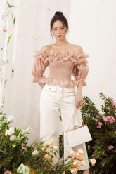 Wide-Leg High-Waisted Silk Pants with Front Patch Pockets and Button Detailing